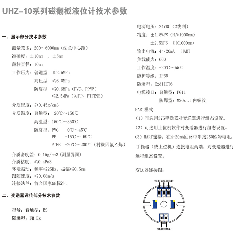 側(cè)裝式磁翻板液位計 UHZ-10A(圖1) 側(cè)裝式磁翻板液位計 UHZ-10A(圖1)